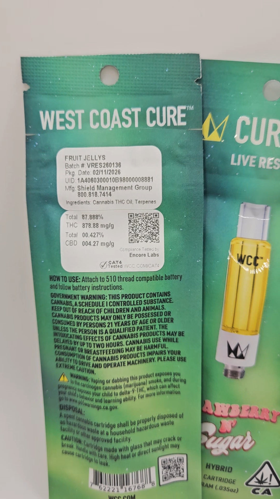 West Coast Cure Live Resin Curepen - 1g Thread-On Cartridge