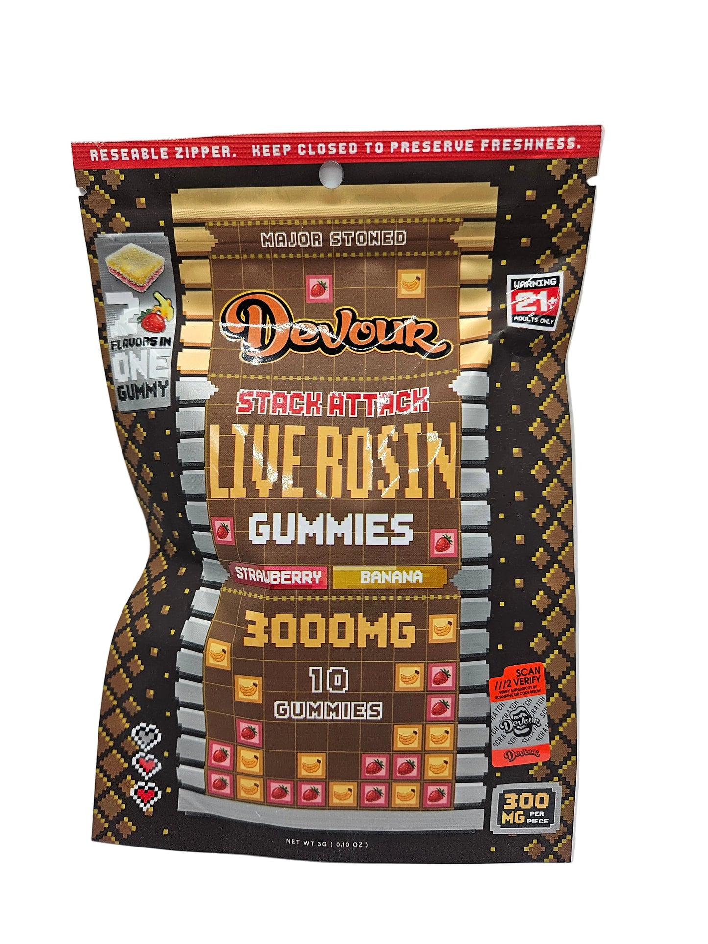 Devour 3000mg Stack Attack 2-in-1 Hash Rosin Gummies